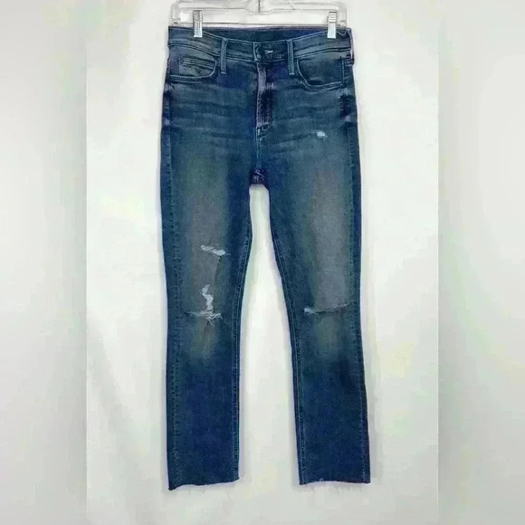 Mother Mid Rise Dazzler Ankle Fray in Weekend Warrior Straight Leg Jeans Size 27 - Picture 3 of 12